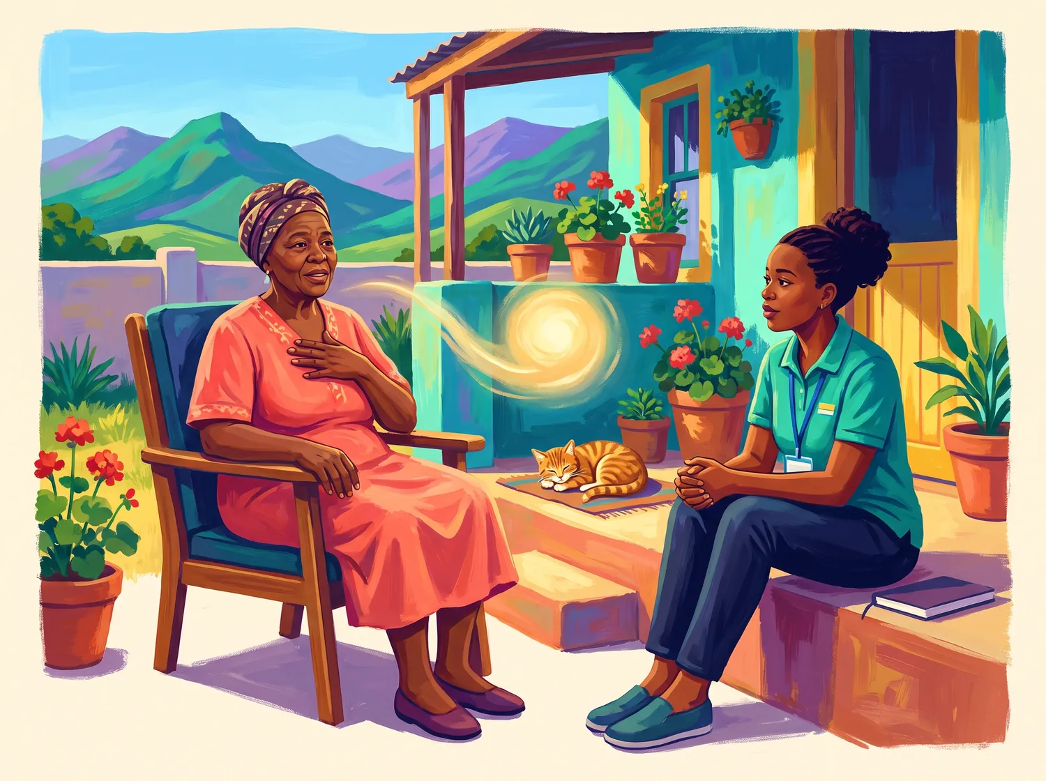 An illustration about consent and dignity: a person's story held safely, staying with them.